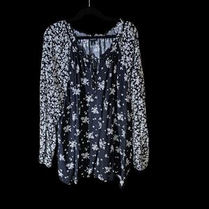 Torrid Black and White Floral Blouse